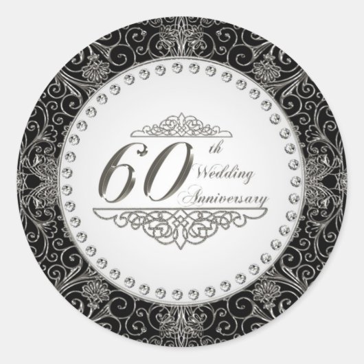 60. Hochzeitsticker Runder Aufkleber (Vorderseite)