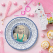 60 Ihr Foto Random Number Pattern Blau/Weiß Pappteller (Party)