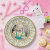 60 Ihr Foto Random Number Pattern Gold/Weiß Pappteller (Party)