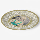 60 Ihr Foto Random Number Pattern Gold/Weiß Pappteller (Schrägansicht)