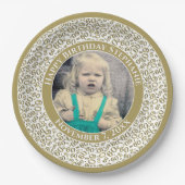 60 Ihr Foto Random Number Pattern Gold/Weiß Pappteller (Vorderseite)