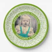 60 Ihr Foto Random Number Pattern Grün/Weiß Pappteller (Vorderseite)