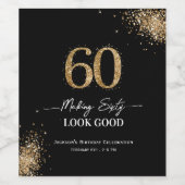 60 in Glitter feiern  Geburtstag  Weinetikett (Einzelnes Label)