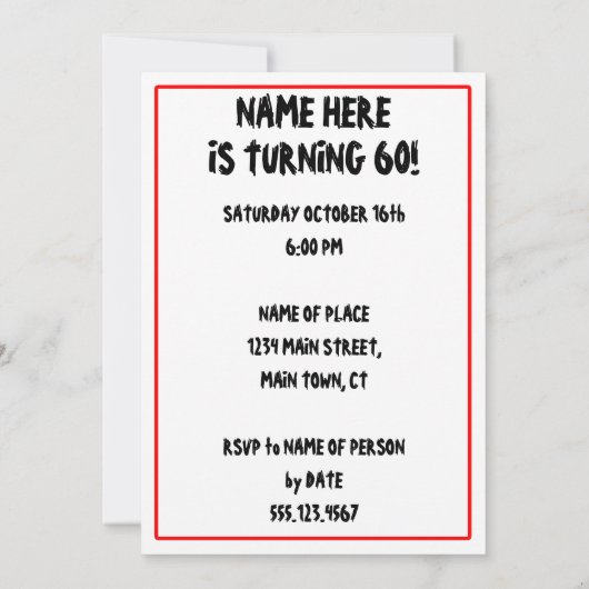 60 Ist nicht tödlich, aber der alte, sonnige grimm Einladung (Rückseite)