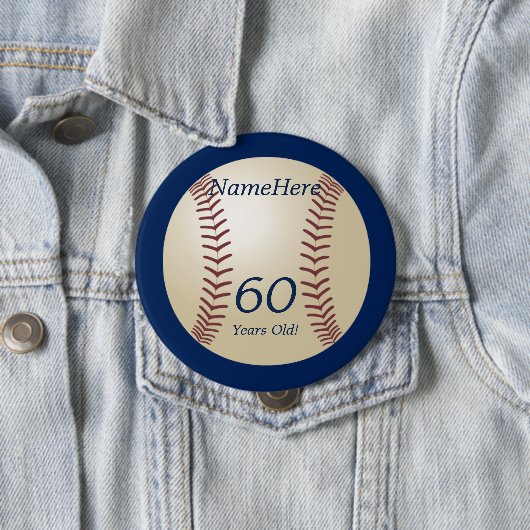 60 Jahre alt, Baseball auf Blue Button Button (Beispiel)