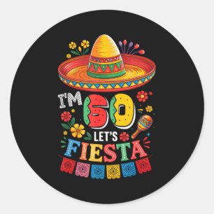 60 Jahre alt, lasst uns feiern 60. Geburtstag Mexi Runder Aufkleber
