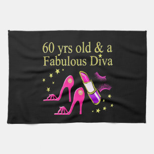 60 JAHRE ALT UND EINE DAZZLING DIVA HANDTUCH