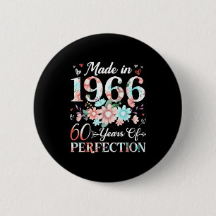 60 Jahre alte, hergestellt in 1966, florale 60. Ge Button