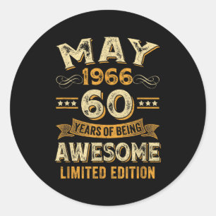 60 Jahre awesome vintage Mai 1966 60. Geburtstag Runder Aufkleber
