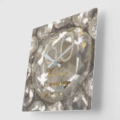 60 Jahre Diamond Wedding 2017 Elegant Quadratische Wanduhr (Winkel)