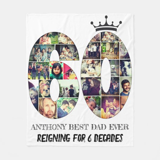 60 Jahre Erinnerungen in einer Collage Fleecedecke (Vorderseite)