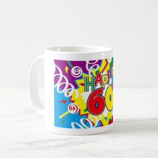 60 Jahre feiern jung Kaffeetasse (Vorderseite Links)