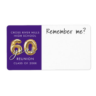 60 Jahre Klasse Wiedersehen Lila Name Tag Erinnern