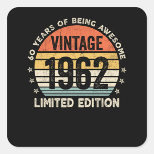 60 Jahre Phantastisch Vintag 1962 Quadratischer Aufkleber