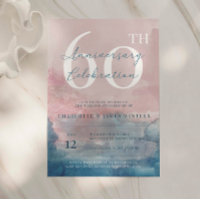 60 Jahre pink und blau Aquarell