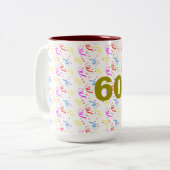 60 Jahre und Confetti-Tasse Zweifarbige Tasse (Vorderseite Links)