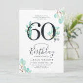 60 Jahre wachsen | 60. Geburtstag | Eukalyptus Einladung (Stehend Vorderseite)