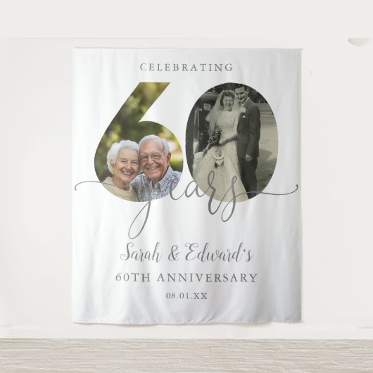 60. Jahrestag der Hochzeit 2 Foto Hintergrund Wandteppich (Vorderseite)