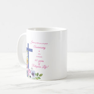 60. Jahrestag, Nonne, religiöses Leben-Kreuz Kaffeetasse