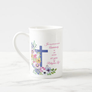 60. Jahrestag, Nonne, religiöses Leben-Kreuz Porzellantasse
