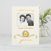 60. Jahrestag Party Einladungen Vintage Akzente (Stehend Vorderseite)