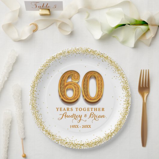 60. Jahrestag Personalisiert Pappteller (Hochzeit)
