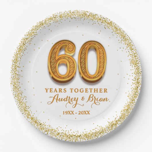 60. Jahrestag Personalisiert Pappteller (Vorderseite)