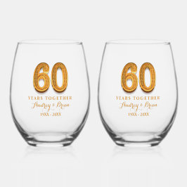 60. Jahrestag Personalisiert Weinglas Ohne Stiel