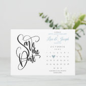 60. Jahrestag Save the Date Kalender Blue Heart (Stehend Vorderseite)