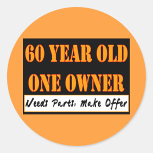 60 Jährige, ein Inhaber - die Bedarfs-Teile, Runder Aufkleber