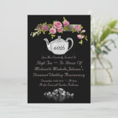 60-jährige Tea-Einladung Einladung (Stehend Vorderseite)