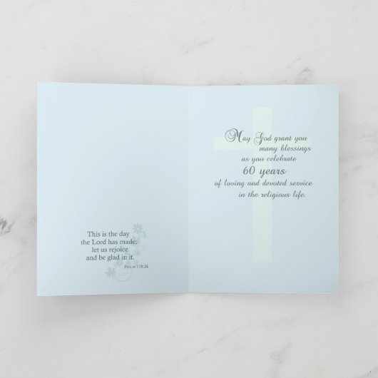 60-jähriges Jubiläum der Nonnen, religiöse Berufe Karte (Innenseite)
