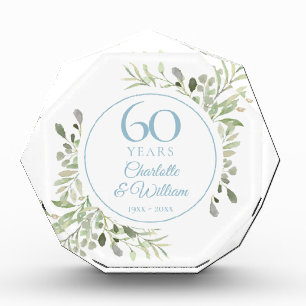60. Jubiläum Aquarell Floral Grün Fotoblock