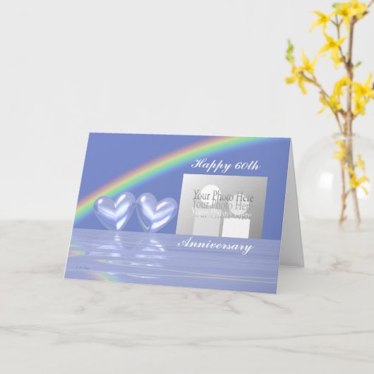 60. Jubiläum Diamond Hearts (für Foto) Karte (Gelbe Blume)