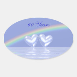 60. Jubiläum Diamond Hearts Ovaler Aufkleber