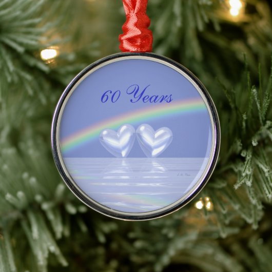 60. Jubiläum Diamond Hearts Silbernes Ornament (Baum)