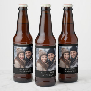 60. Jubiläum Elegantes Script-Foto Bierflaschenetikett