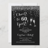60. Jubiläum - Feiern bis 60 Jahre Silberschwarz Einladung (Vorderseite)