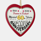 60. Jubiläum Geschenk Herz geformt Weihnachten Keramikornament (Rechts)
