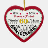 60. Jubiläum Geschenk Herz geformt Weihnachten Keramikornament (Vorne)