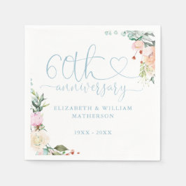 60. Jubiläum Gold Heart Rose Blues Serviette