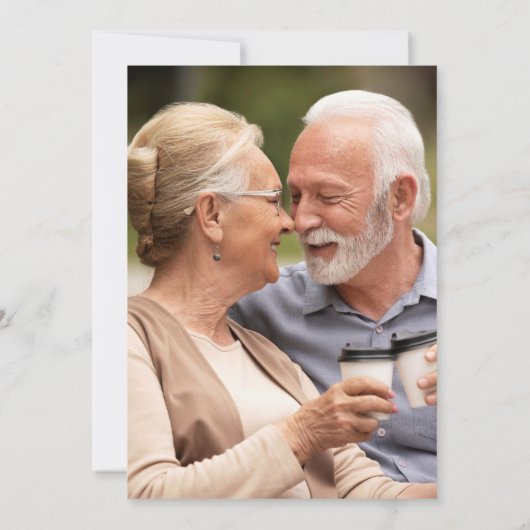 60. Jubiläum Heart Script Foto Einladung (Rückseite)