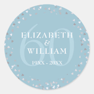 60. Jubiläum Hearts Confetti Runder Aufkleber