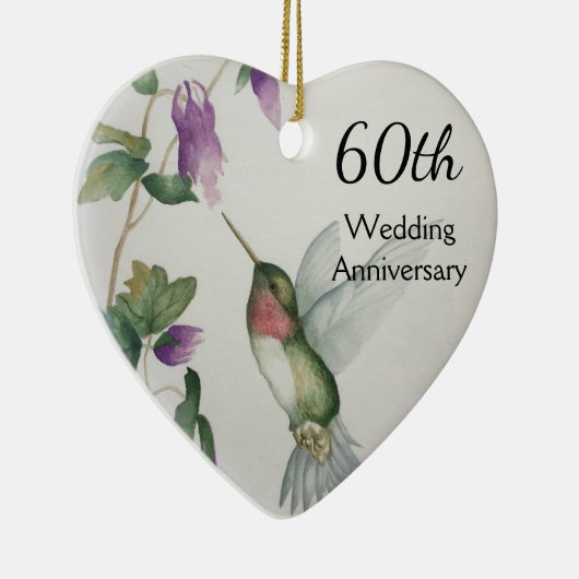 60. Jubiläum Hübscher Vogel Blume Herz Keramik Ornament (Rechts)