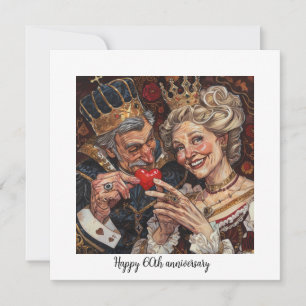 60. Jubiläum King Queen of Hearts Paar Karte