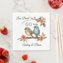 60. Jubiläum Love Birds Personalisiert Napkins