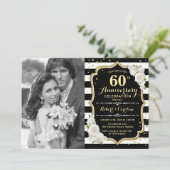 60. Jubiläum mit Foto - Gold Black Einladung (Stehend Vorderseite)
