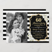 60. Jubiläum mit Foto - Gold Black Einladung (Vorne/Hinten)