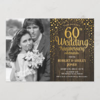 60. Jubiläum mit Foto - Holz Gold