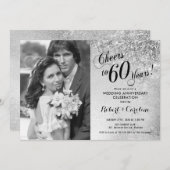 60. Jubiläum mit Foto - Silber Einladung (Vorne/Hinten)